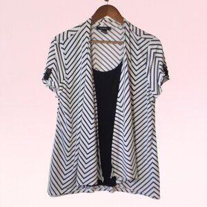 Liz McCoy Black & White Striped Blouse Size Large